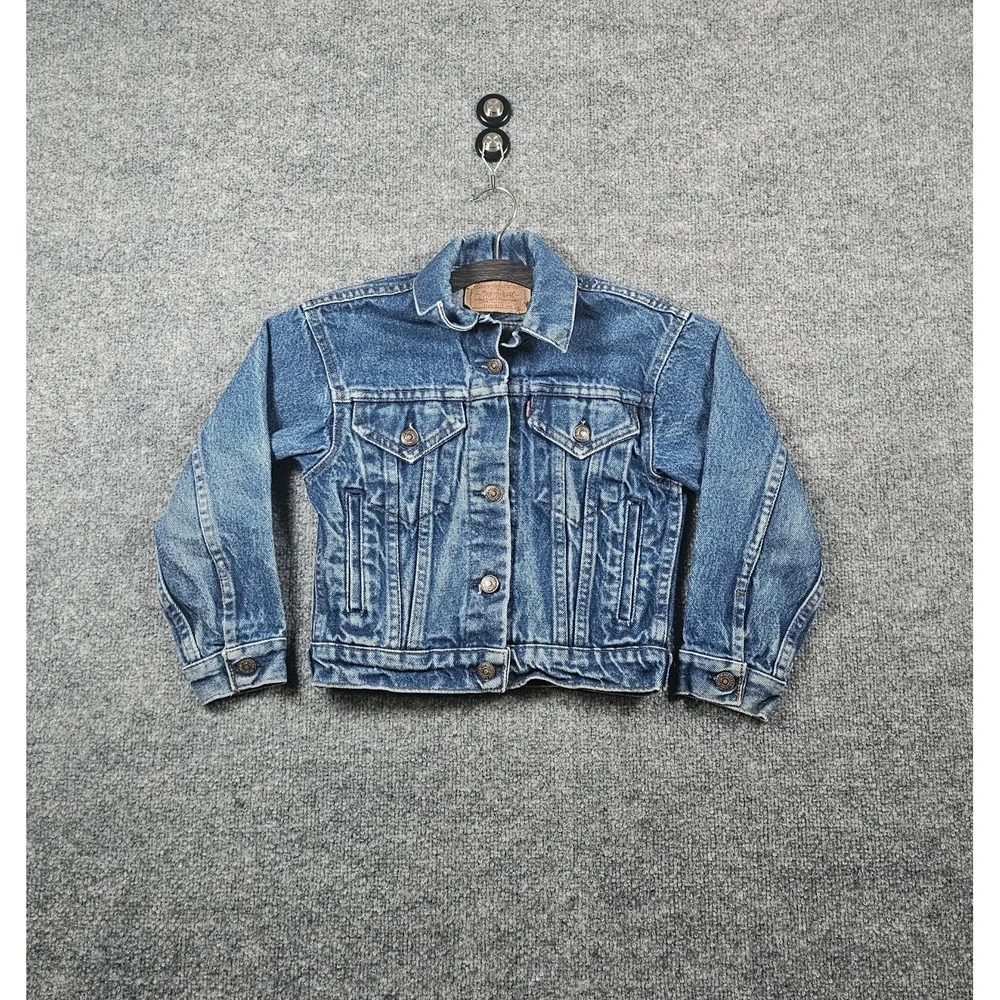 Vintage Levi's Type iii Denim Trucker Jacket Kids Size 5 Blue USA 37406-0215